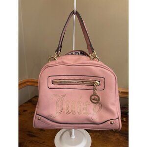 Juicy Couture Pink Purse Bowler Style With Gold Crown Charm & Rhinestone Logo